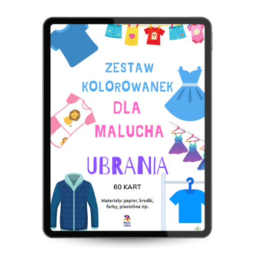 Zestaw kolorowanek dla malucha "Ubrania" do druku